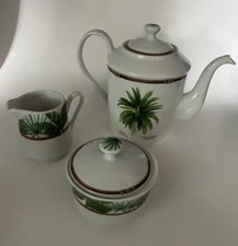 Florida Marketplace Palm Island Coffee Pot, Creamer And Sugar Set