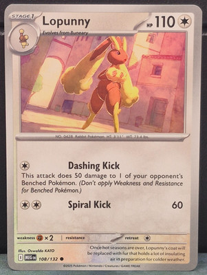 Lopunny 108/132 Mega Evolution Pokemon TCG Near Mint Card Game Colorless MEG NM