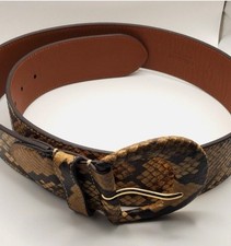 Lauren‎ Ralph Lauren Beige Snake Print Belt Size Large Lauren Ralph Lauren Snake Print Belted Georgette Midi  main image 3