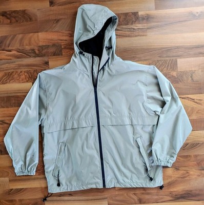 Catalina Outerwear Tan Windbreaker Full Zip Hooded Jacket Mens Sz Lg