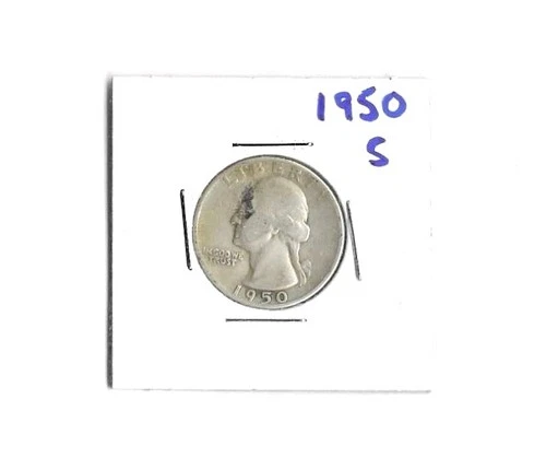 1950 S WASHINGTON 25C SILVER 25 Cent Quarter Good Condition  90% Silver