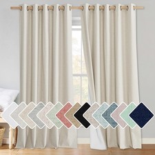 Farmhouse Style 100 Blackout Natural Linen Curtain 90 inches Length, 1 Panel...
