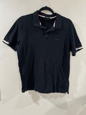 BOSS mens Rubberised-logo polo Logo Black shirt in mercerised cotton Size Large