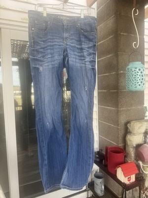 BKE Tenley Blue Jeans Womens Sz 31 X 35.5 Waist Stretch Actual 36  X  35 Bootcut