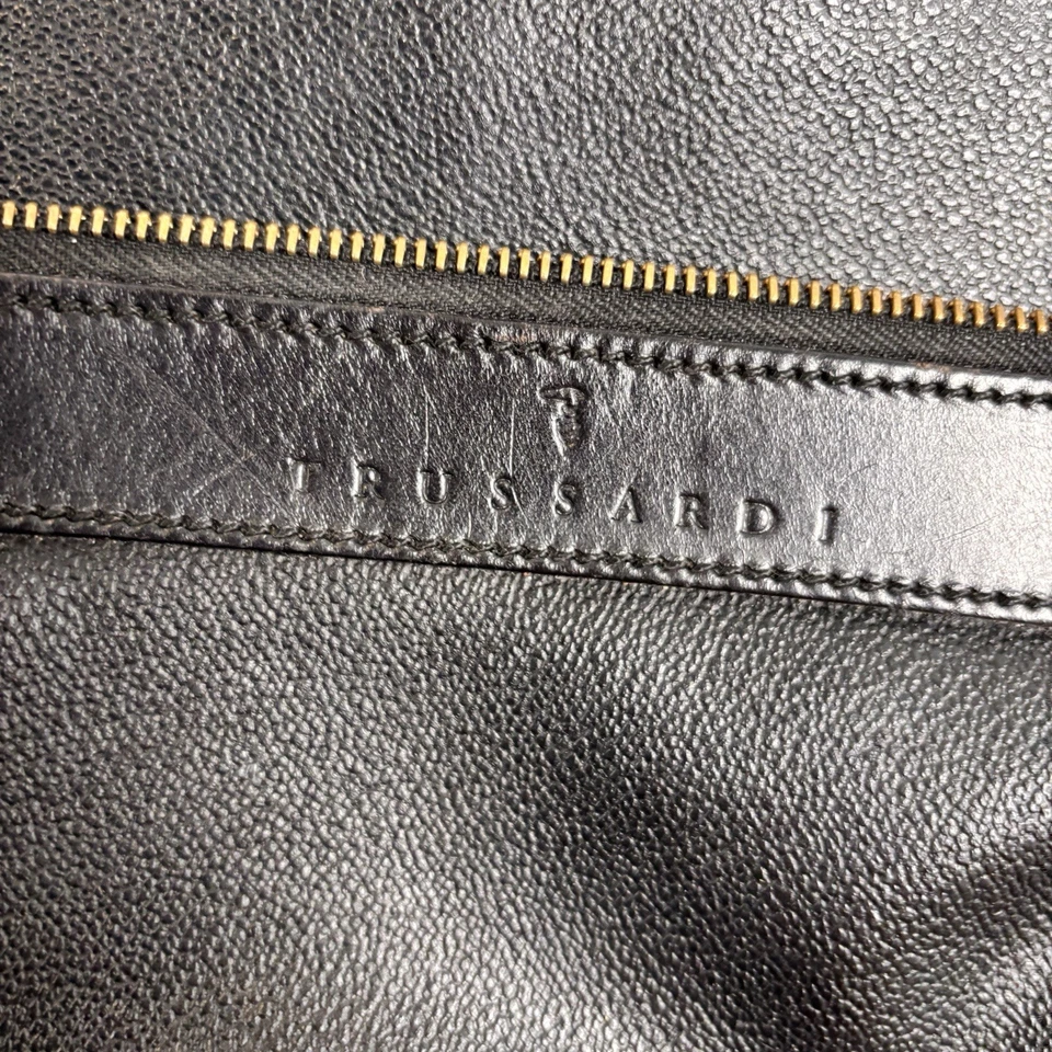 Mini Mochila Cartera Trussardi Cuero Mujer Negra Cremallera Italia Guijarro Foto 3 de 4