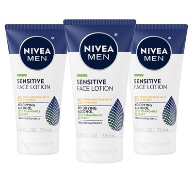 NIVEA MEN Sensitive Face Lotion with SPF 15, Broad Spectrum Sunscreen, 3... 