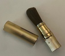 Vintage Max Factor Gold Tone Retractable Travel Makeup Blush Brush - Hollywood
