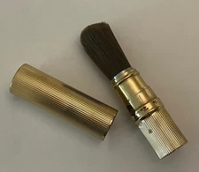 Vintage Max Factor Gold Tone Retractable Travel Makeup Blush Brush - Hollywood