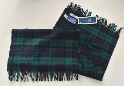 Pendleton Black Watch Tartan Wool Scarf USA Made Virgin Wool Classic Fringe