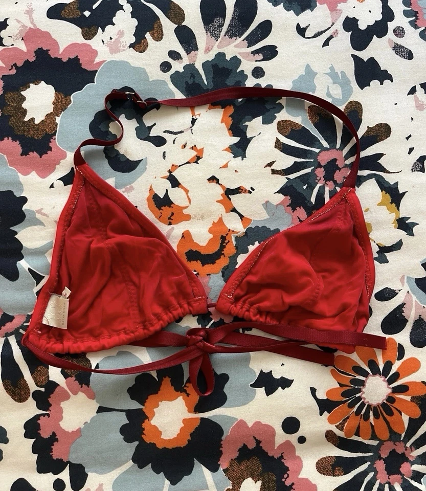 Malia Mills Red Pamela Triangle Bikini Top Size 30 - Image 2 of 3