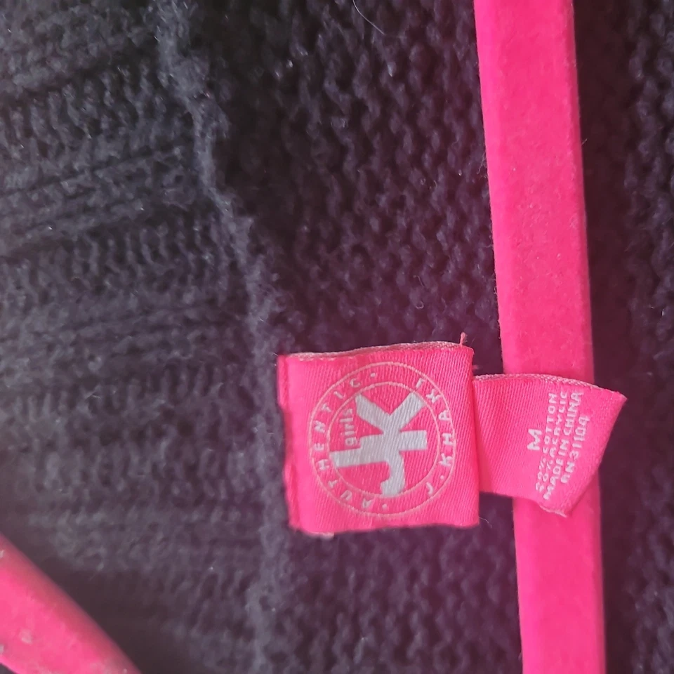 J. Khaki Girl's Black Cardigan Size Medium Five-button with Attached Belt - Image 2 of 4