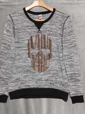 No Boundaries Marled Heather Grey Skull Size L 11-13