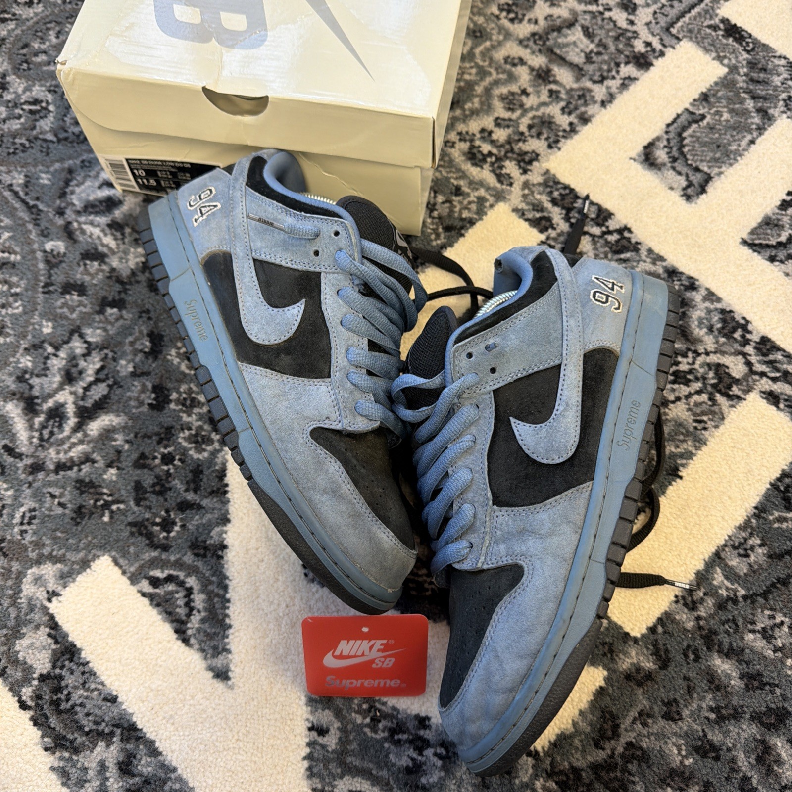 Size 10 - Supreme x Nike Dunk SB Low Ocean Fog