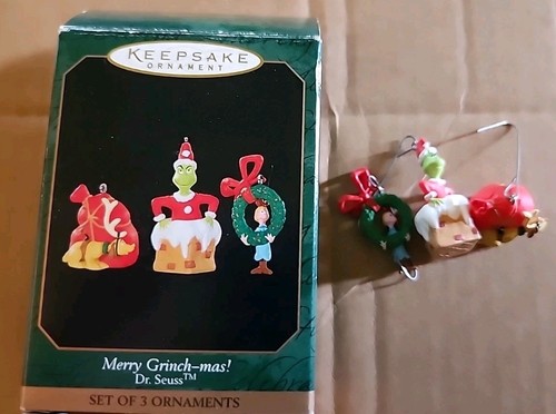 Hallmark Andenken Ornament Merry Grinch-mas! Dr. Seuss 3 Mini Ornaments 1999