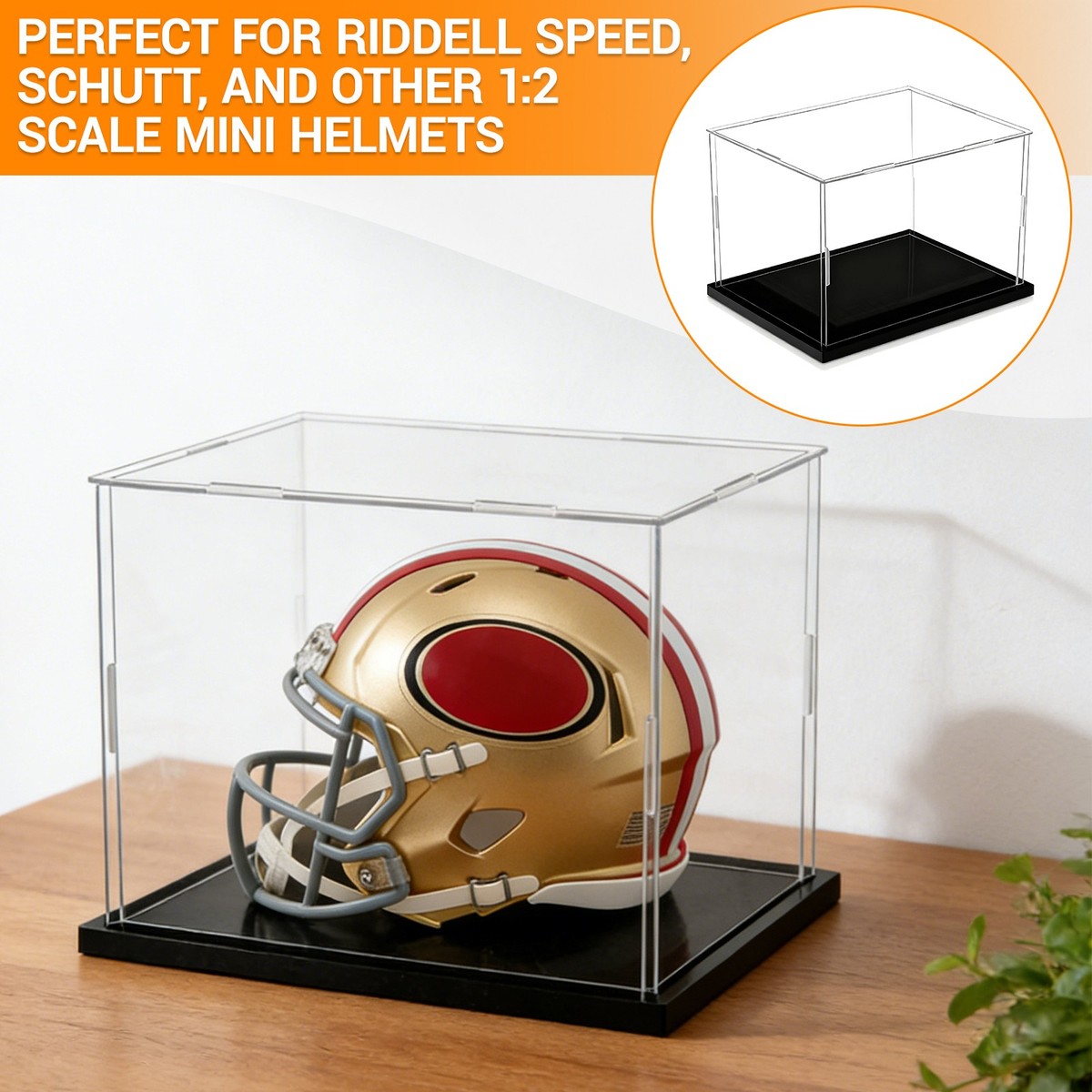 autographed football helmet case Sport Showcase Memorabilia Holder Display Case for Autographed Ball, Mini  Helmet