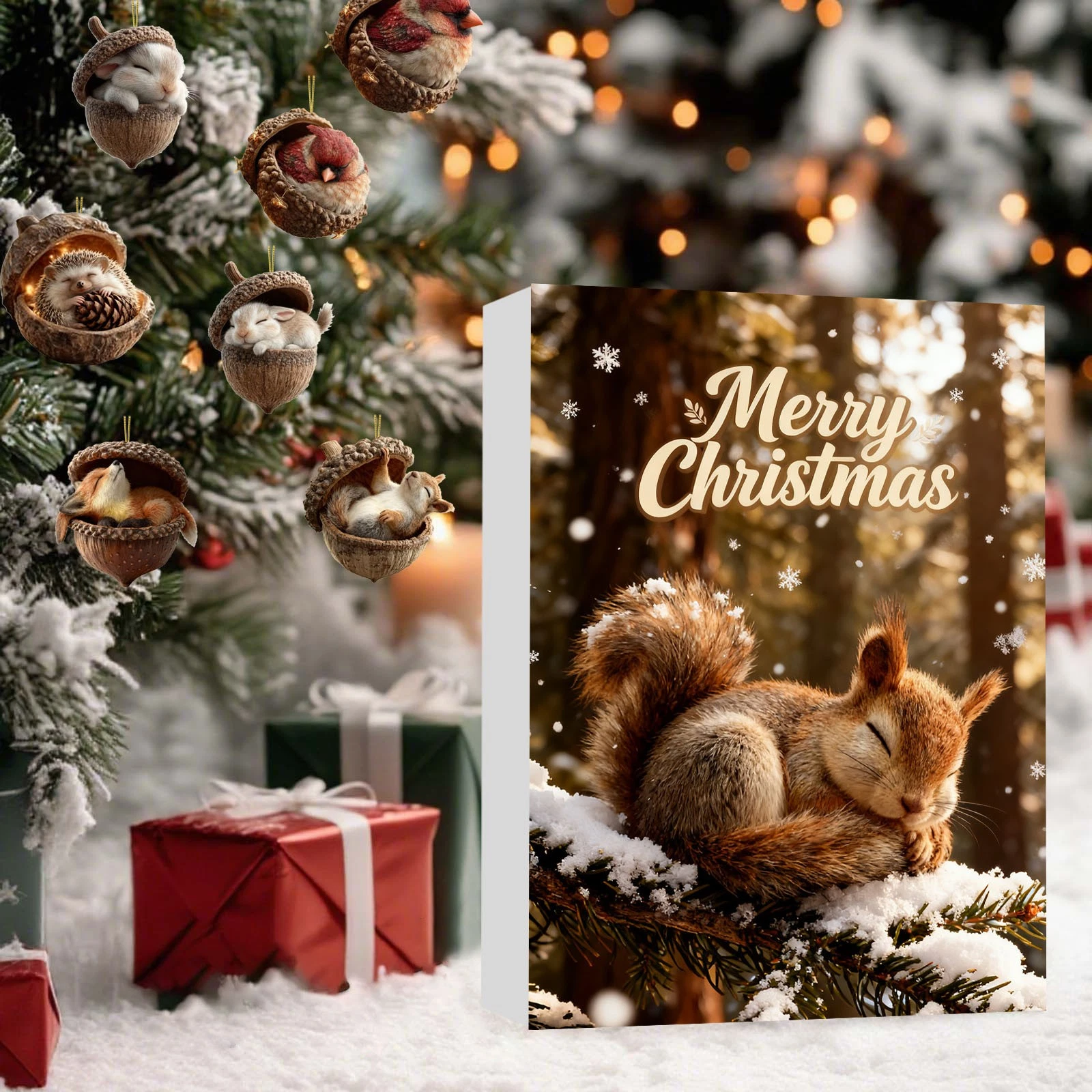 Forest Animal Acorn 2025 Christmas Advent Calendar Forest Ornaments 24pc 2D Acrylic