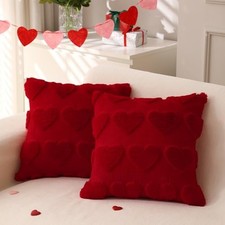 Valentines Day Throw Pillow Covers 18x18 inch Set of 18" x 18" Pack of 2 Red