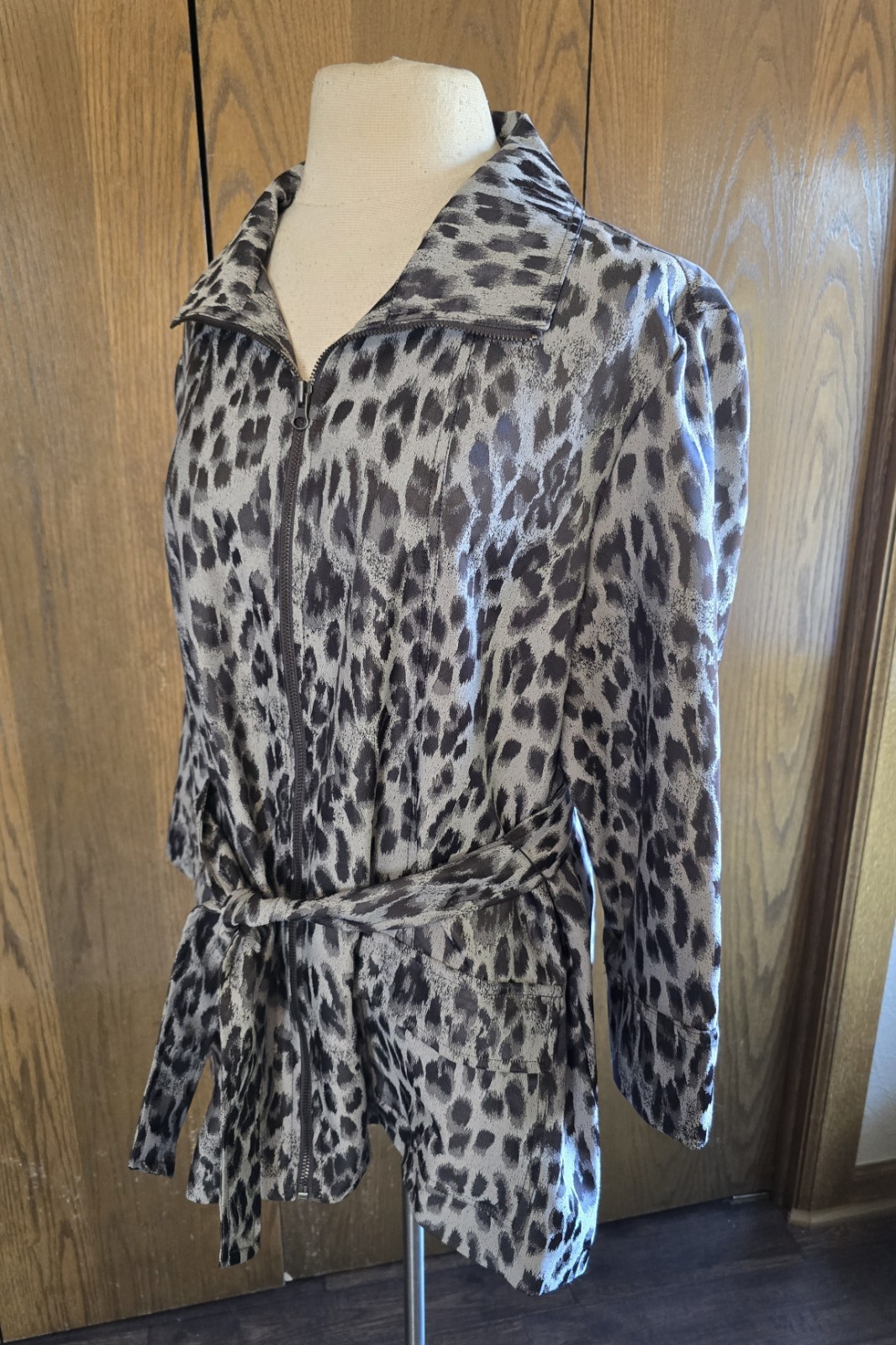 Ruby Rd. Gray Black Leopard Belted Unlined Jacket… - image 7
