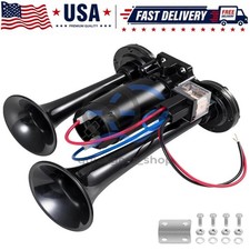 12v 150db Super Loud Train Electric Air Horn Kit Dual Trumpets For Pickup Truck