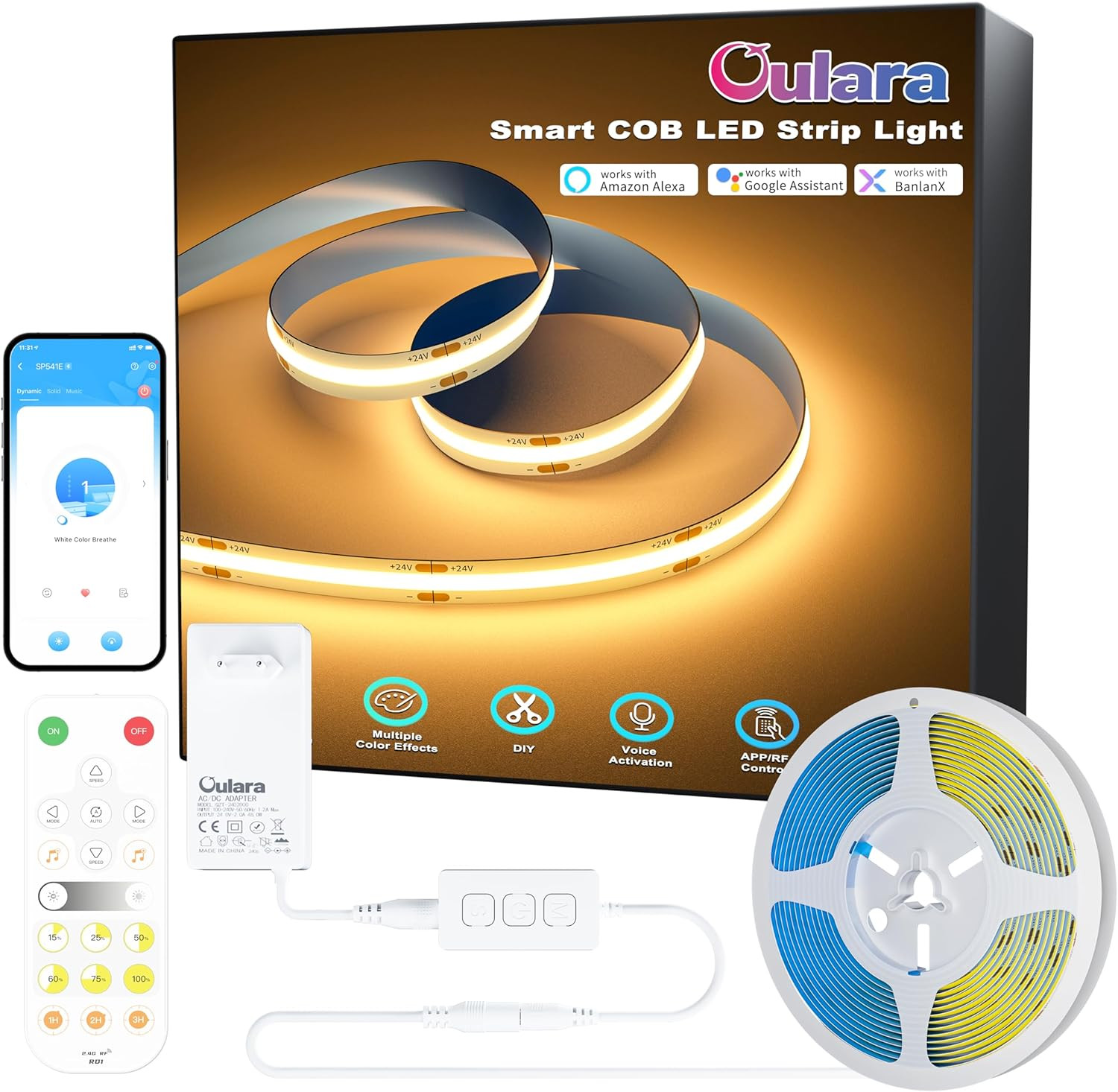 WIFI COB LED Striscia Blanco Caldo 2700K,10M Dimmabile Set Di Luce a LED Nastro 