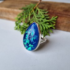 Pear Australian Opal Gemstone Ring 925 Sterling Silver Gift For Her Ring PG6895