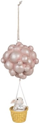 Clayre & Eef 6PR4125 Heißluftballon Dekoanhänger 11x10x22cm Beige Rosa
