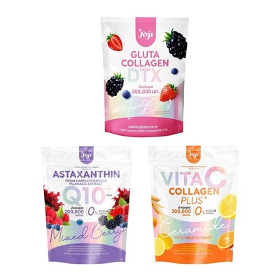 3 x JOJI Vit C Astaxanthin Q10 Plus Collagen DTX Gluta Secret Young 10 Sachets