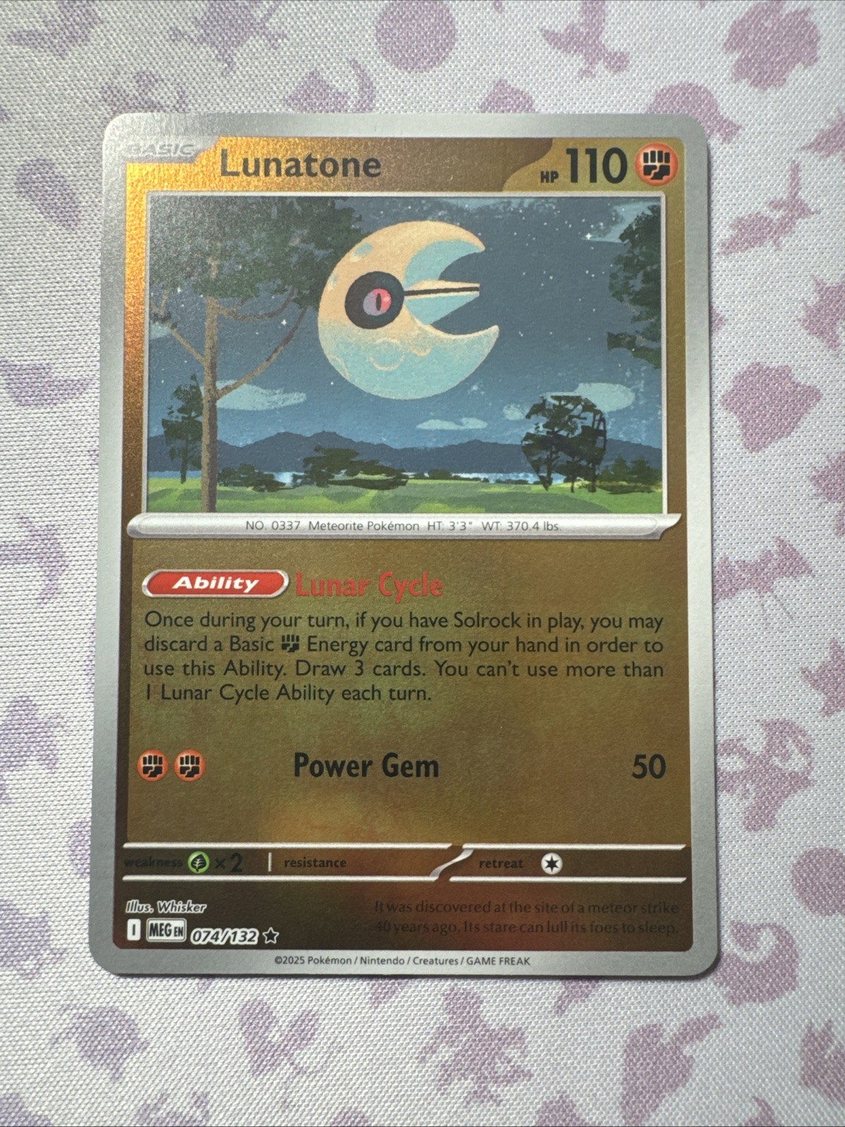 Lunatone 074/132 Reverse Holo Rare - Pokémon TCG Mega Evolution - NM