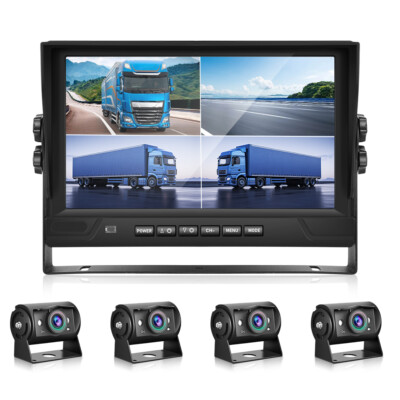 Rückfahrkamera Mit 4 X HD Rückfahrkamera + 9'' Split Monitor Für KFW LKW BUS