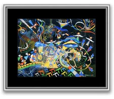 RAPHAEL ABECASSIS "PSALMS" MIXED MEDIA PAINTING ON BOARD HAND SIGNED FRAMED COA