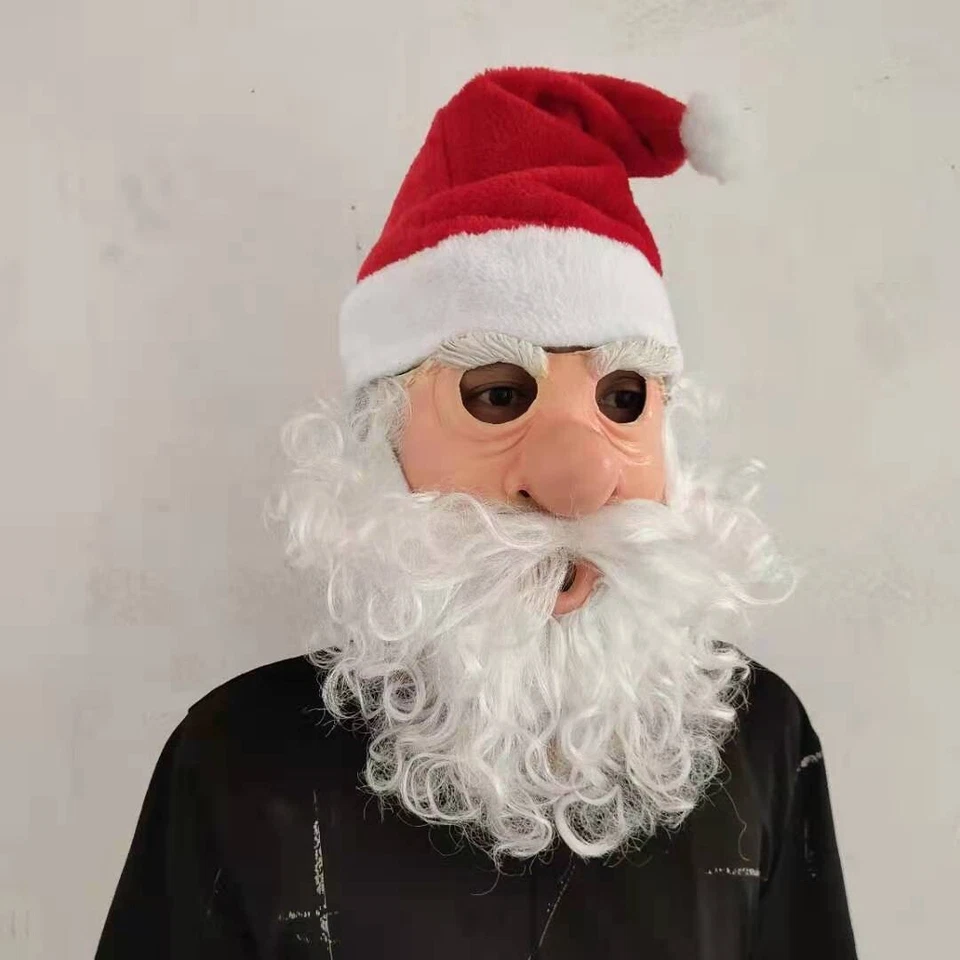 Christmas Santa Claus Face Mask Masquerade Latex Halloween Cosplay Costumes - Image 4 of 4