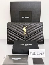 YSL Yves Saint Laurent Wallet On Chain Black Gold Cassandre WOC Crossbody Box