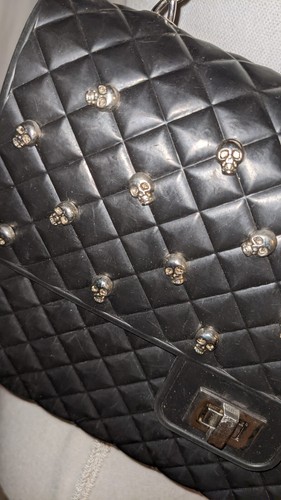 Pop Molly Skull Stud Black Rubber Shoulder Bag - Picture 3 of 11