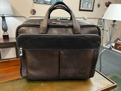 Solo Walker Leather Rolling Laptop Bag