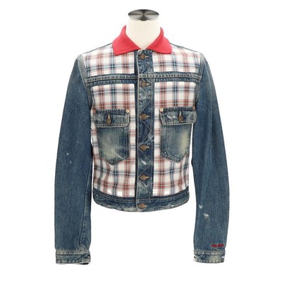Dsquared2 Vintage Check Denim Jacket 02395 Button Men Size 46 Good Condition