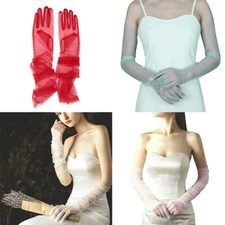 US 1 Paris 27'' Wedding Bridal Prom Sheer Tulle Long Elbow Gloves Party Opera