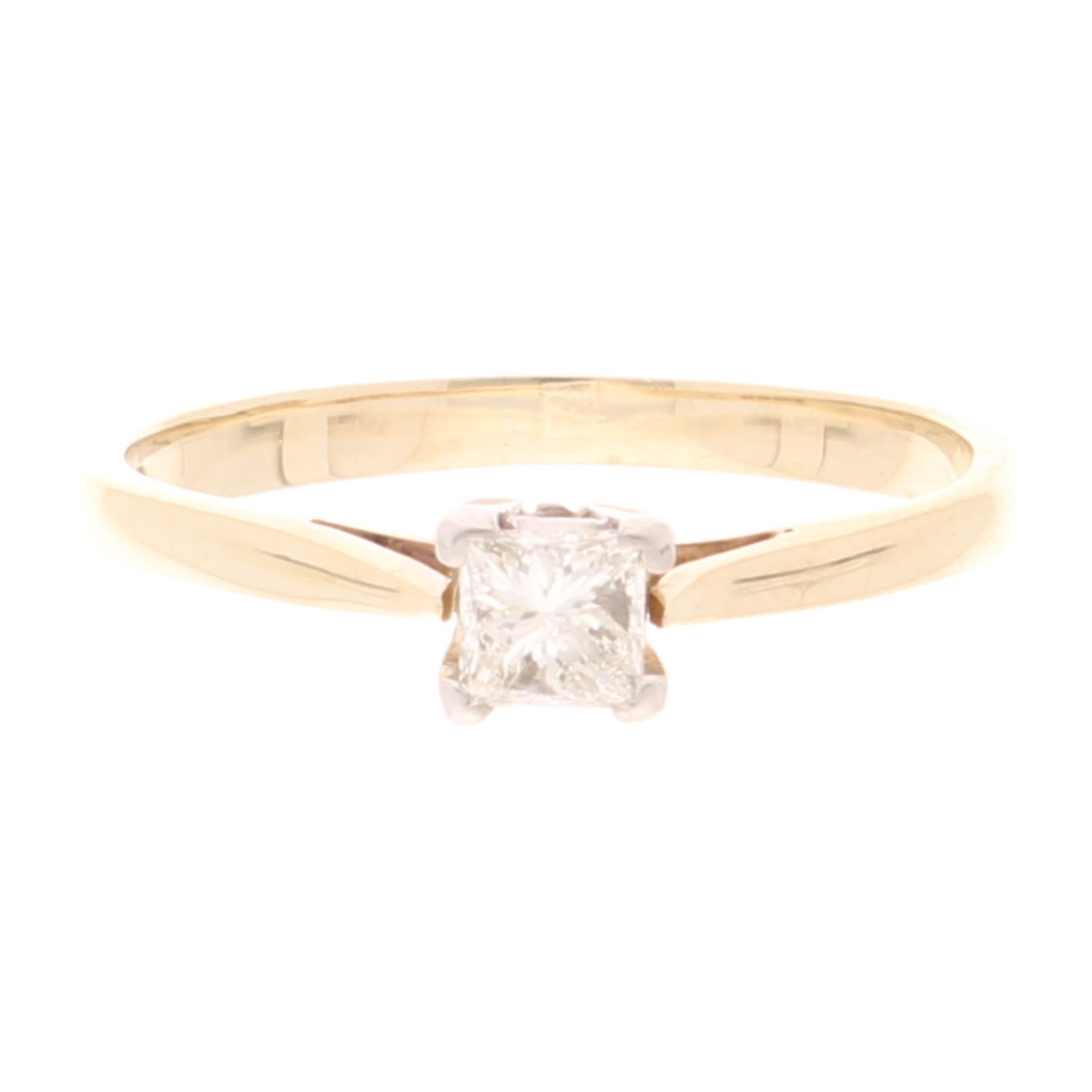 9Carat Yellow Gold 0.15ct Princess Cut Diamond Solitaire Ring (Size O 1/2)