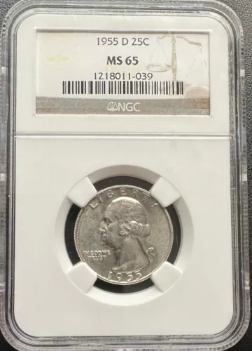 1955 D 25C Washington Silver Quarter NGC MS 65