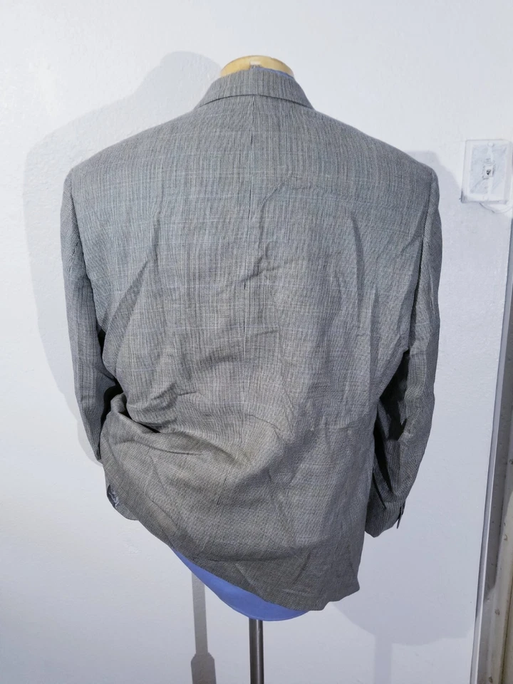 Chaqueta Blazer Abrigo Deportivo 46R Ralph Lauren Marrón Azul Micro Cuadros Seda Lana Tweed Foto 4 de 4