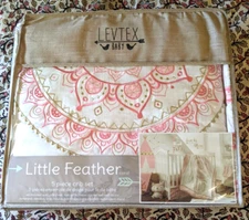 Levtex Baby 5 pc Crib Set Little Feather Coral Pink Quilt Sheet Diaper Stacker +