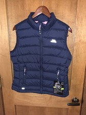 Nwt Women's Trespass Corrina "down" Puffer Gilet Vest - Airforce Blue - Large