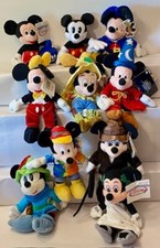 Vintage Disney Mickey Mouse Bean Bag Stuffed Animals, Lot of 10 with Tags
