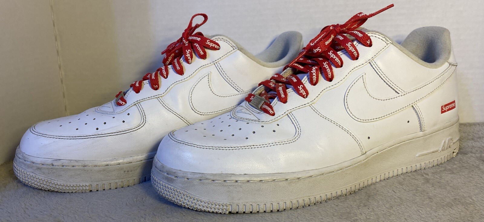 USED Size 11 - Nike Air Force 1 x Supreme Low Box Logo - White
