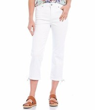 NYDJ Not Your Daughters Jeans Denim Capris Sz 2 White w/ Drawcord Hem NWT 99