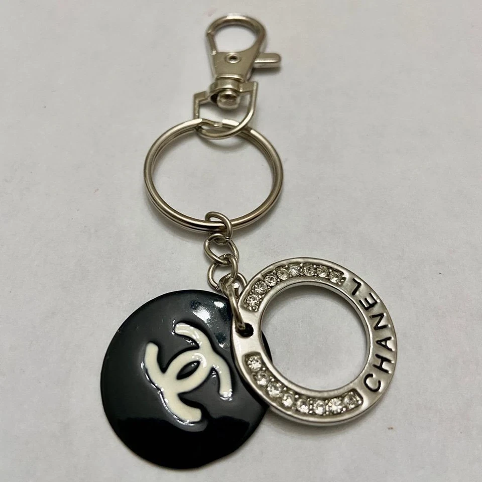 Chanel Rhinestone- Silver Tone Charm 1in in Diameter Handbag Charm-Pendant - Image 3 of 4