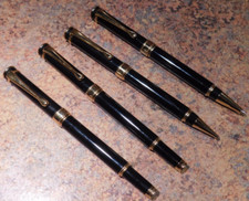 CLASSIC DESIGN GERMAN MADE BRASS AND BLACK LACQUER IRIDIUM POINT 4 PIECE PEN SET