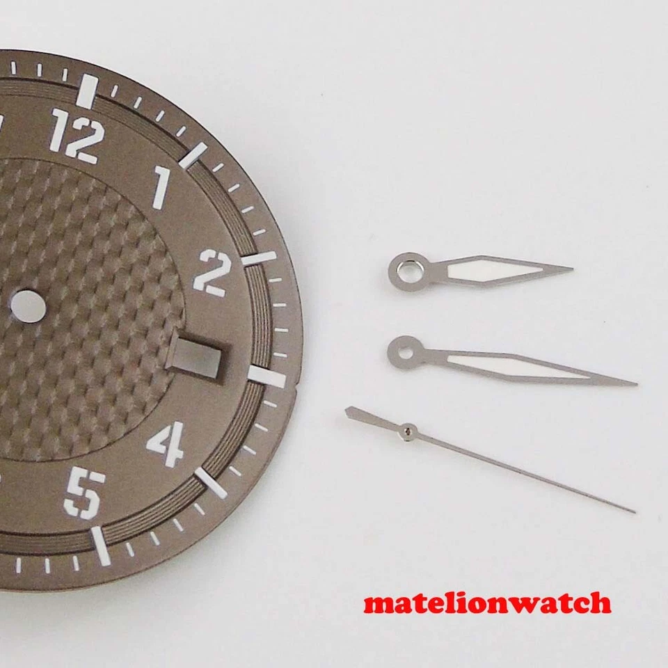 Ajuste para NH35/NH35A esfera de reloj estéril + manecillas negro/blanco/verde/café ventana de fecha Foto 3 de 4