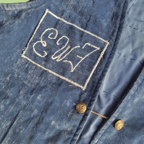 Vintage 70er Samt blaue Weste mit sexuellen und komödiantischen Patches - Bild 5 von 5