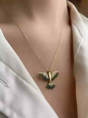 1.50 Ct Round Cut Lab-Created Emerald Women's Pendant 14K Yellow Gold Plated