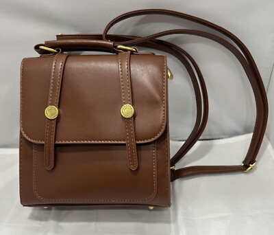 brown faux leather backpack womens Women's Fashion Brown Faux Leather Backpack/Purse With Adjustable Straps
